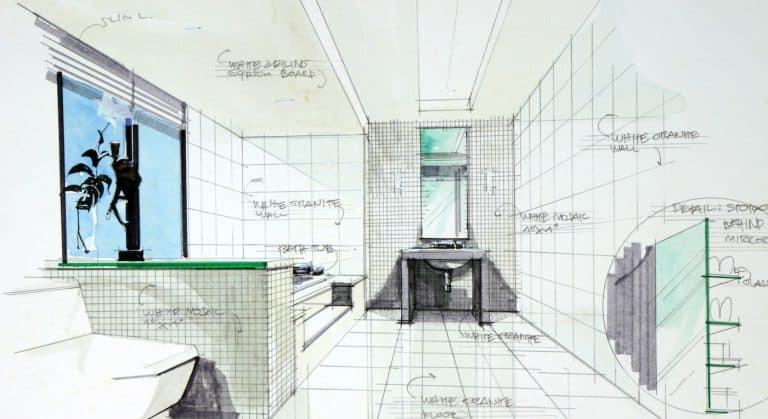 artist drawing of bathroom reno simcoe norfolk county